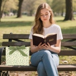 퀼트 보우 성경 소매 책 커버, 여성용 플라워 성경 소매 커버, 크리스천 어머니 선물용 주머니가 있는 페이퍼백 파우치 세탁 가능 Green... 