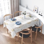 가정 장식 금색과 은색 디자인을 위한 흰색 인쇄 식탁보와 나무 의자가 포함된 현대적인 세트 : 선데이마켓23