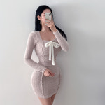 H가양미인 | 당일/ 미인 앙고라set 국내제작 스퀘어 리본 크롭 탑 + 밴딩 슬림핏 스커트 H라인 슬림핏 투피스 코디세트 셋업 섹시 글램룩 연말룩 파티룩...