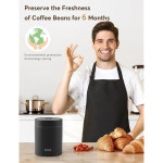 아웃피크 킬로 오토 진공 커피 캐니스터, 21 2온스 원두 1 8리터, 원버튼 작동, 스쿱이 있는 스테인리스 용기, 신선한 6개월 보관 용기... 