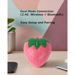 무선 블루투스 마우스 귀여운 핑크 과일 딸기 모양 조용한 휴대용 경량 USB 광학 듀얼 모드 PC 노트북 컴퓨터 태블릿 맥북 프로 데스크톱 여성... 