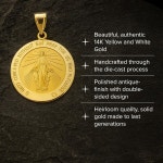 남성 또는 여성용 RP 리얼 14K 골드 펜던트, 성모 마리아 회중 정통 가보 품질 옐로우 골드, 프리미엄 주얼리 박스 포함, 미국 수공예... 