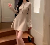 [수입]비즈 니트 원피스 : 위드 골드마카롱