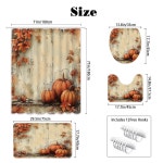 멜호폰드 가을 호박 샤워 커튼 세트 러그 빈티지 추수감사절 욕실 미끄럼 방지 화장실 뚜껑 커버 목욕 매트 및 12 러스틱 장식... 