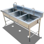 스테인리스 스틸 주방 싱크대 시날레/더블/트리플 볼 배수판/브래킷 상업용/가정용 트리플 57 1L 19 6W 31 5H IN 1 Tr e bowl sink57... 