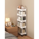 홀더 이동식 수납함 책장 책꽂이 화이트 모서리 학습 북카트 바퀴달린 V자형 2단 화이트[수납신기] : 비즈라클