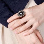 CKHAO 여성 반지 - 32mm 빅 사이즈 앤티크 골드 도금 터키 스타일 블랙 보석 빈티지 주얼리 J0769BLK 6 : BOY샵