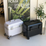 위로열리는캐리어 승무원캐리어 100% PC 파일럿캐리어 미니 기내반입 45cm(18인치), 블랙 : 핫도그나이스캣츠