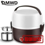 DMWD 전기 2L 미니 밥솥 스테인레스 스틸 2/3 레이어 음식 따뜻한 휴대용 자동 난방 절연 도시락 : 에코모드몰