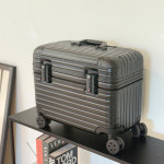 위로열리는캐리어 승무원캐리어 100% PC 파일럿캐리어 미니 기내반입 45cm(18인치), 블랙 : 핫도그나이스캣츠