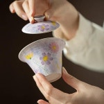 손으로 그린   꽃 Gaiwan 차 도자기 세트 어 보라색 Tureen Teaware 그릇 쿵푸 : 왠즈데이마켓