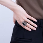 CKHAO 여성 반지 - 32mm 빅 사이즈 앤티크 골드 도금 터키 스타일 블랙 보석 빈티지 주얼리 J0769BLK 6 : BOY샵