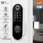 YiToo 방수 지문 도어 잠금 장치, 와이파이 스마트 전기 투야 앱 원격 RFID 나무 적합 : 우현상사4