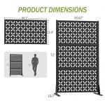 스탠드 72인치 H x 46인치 W 프리스탠딩 장식용 프라이버시 펜스와 정원 칸막이가 있는 야외 금속 스크린, 데크 파티오 발코니 실외 및 실내... 