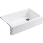KOHLER 6489 0 화이트 븐 35 3/4인치 언더마운트 싱글볼 농가 싱크대 셀프 트리밍 톨 에이프런 전면 36인치 : Ccaso