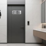 비즈니스용 공중화장실 표지판 없음, 사무실 홈 창문 문용 8X3인치 셀프 접착 알루미늄 실버 4팩 : 블루버드1