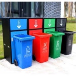 옥외 4분류 쓰레기통 초대용량 수거함 단지 관 무소 환경 240L 덮개 1 F타입 아연도금 이중분류 블루 블랙 : 데일리굿즈11