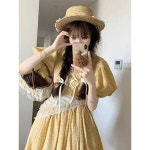 알프스소녀 옷 복고풍 코스튬 공주 의상 목장 하이디 노랑 원피스+스커트 세트 S 노란 드레스(단품) S : KIZO