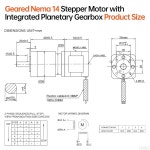 통합 유성 기어박스가 장착된 YEJMKJ 10 1 기어드 네마 14 스테퍼 모터 1.8 2상 고토크 0.26Nm(36.82온스 인치) 바이폴라 1.2A 2.7 73mm... 