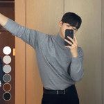남성 슬림핏 반폴라 긴팔 니트티 EL1004803 : 비틀버드