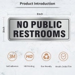 비즈니스용 공중화장실 표지판 없음, 사무실 홈 창문 문용 8X3인치 셀프 접착 알루미늄 실버 4팩 : 블루버드1