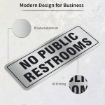 비즈니스용 공중화장실 표지판 없음, 사무실 홈 창문 문용 8X3인치 셀프 접착 알루미늄 실버 4팩 : 블루버드1