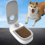 산들숲 휴대편한 애견 1구 자동급식기 강아지 타이머 식기 14x24cm : 산들나무숲