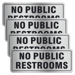 비즈니스용 공중화장실 표지판 없음, 사무실 홈 창문 문용 8X3인치 셀프 접착 알루미늄 실버 4팩 : 블루버드1