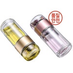 420ML 차 컵 청소가 쉬운 유리 이중층 인퓨저 포함 사무실 야외 여행용 : 명촌산업