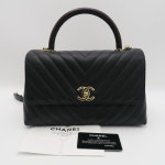 럭스미미 Chanel(샤넬) 쉐브론 금장로고 코코핸들 미듐 플랩 토트백 + 체인스트랩 2WAY S등급 : 럭스미미