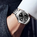 남성용 Taxau 미니멀리스트 시계 스테인리스 스틸 손목시계 방수 비즈니스 드레스 럭셔리 아날로그 쿼츠 큰 얼굴과 데이트 Black-G8470... 