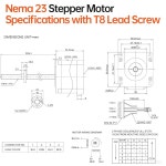 YEJMKJ 네마 23 케이블 350MM DIY 바이폴라 77온스 2상 프린터 인치 고토크 스크류 리드 모터 65 155 2A 1NM 로봇 3D 스테퍼 TR8X8 T8... 
