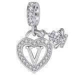 매력 팔찌와 어머니의 주얼리 댕글 실버 여성용 구슬, 이니셜 생일 알파벳 날 목걸이용 크리스마스 선물 하트 Letter S : 몽글몽글 아뜰리에