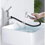 풀아웃 가 장착된 욕실 싱크대 수도꼭지, 온수 및 냉온 혼합기 탭... 배출구 모드가 있는 다기능 방수 욕실, RV, 배니티 농가 Black : Darius002