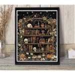 스컬 다이아몬드 아트 키트, 초보자를 위한 고스 공예품 책장 드릴 홈 젬 월 장식용 라인스톤 크리스탈 풀 12X16인치 페인팅 Flowers-G7263... 