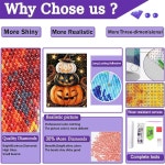 블레이험 펌킨 다이아몬드 아트 키트 - 할로윈 페인팅 벽 5D 가정용 키트, 장식 선물용 키트(12x16인치) 보석 G7519 : 몽글몽글 아뜰리에