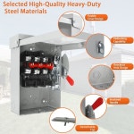 실내/외 사용을 위한 30암페어 분리 스위치 박스, 3극 120V/240V 안전 스위치, 비용융성 NEMA 3R 등급, 헤비 듀티 스틸 30A-2P... 