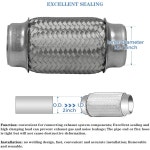 RP 놀라운 출력, 2팩 인치 입구 배기 플렉스 파이프, 2 ID x 6 길이 유연한 튜브, 스테인리스 스틸 더블 브레이드 헤비 듀티 범용 핏 머플러... 