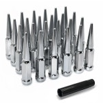 루지아니 M12X1.5 크롬 실버 휠 스파이크 러그 너트 소켓 키 1개가 있는 24개의 : 글로벌쇼퍼몰