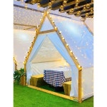 텐트 카페 루프탑 야외 글램핑 테라스 천막 캠핑장 오두막 펜션 삼각 바베큐 옥상 집형태 입구폭3.5m 깊이3.5m : 로코리치