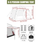 위드스타 캠핑 텐트, 4-8인용 스탠드업 스트레이트 월 디자인, 풀 커버 PU 코팅 만능 캠핑, 하이킹, 피크닉, 비비용 텐트 Medium(Coffee)... 