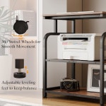 조절 가능한 선반이 있는 유니언 대형 프린터 스탠드, 바퀴가 달린... 목재 테이블, 열 프레스 및 (러스틱 브라운) Rustic Brown : 블루버드5