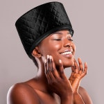 eAj 딥 컨디셔닝용 히트 캡, 천연 모발용 헤어 스티머 캡, 가정용 패턴용 전기 히트 헤어 스파 캡(솔리드 블랙) Floral Print : 에이제이모리