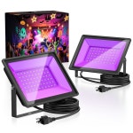 글로스타 2팩 50W UV 블랙 라이트 385-400nm IP66 방수 글로우 파티 야외 할로윈 & 크리스마스! 50W2P : 라비숑