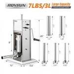 ROVSUN 7LBS/3L 수동 소시지 스터퍼, 2단 스테인리스 스틸 수직 메이커, 상업용 및 가정용 스터핑 튜브 5개가 장착된 육류 충전기 3L : 오더팝