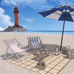 [스케치업 웹툰 배경] 오션뷰 풀빌라 & 카페 & 서핑파크 - 주경/일몰/야경 : 일비작화소