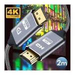 디피텍 | 4K 디스플레이포트-HDMI 케이블 어댑터 6 6피트 2m DP-HDMI 남성 비디오 UHD 1440P/2K 120Hz, 4K 30 나일론 DP-HDTV 단방향 C 디스플레이...