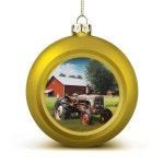 회사 농장 트랙터 볼 장식품 1.6 크리스마스 트리 장식용 경량 플라스틱 보블과 크리스마스 트리 홀리데이 파티 장식용 골드 스트링 : 해구대천국