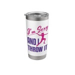 여자 창던지기 재미있는 나는 해 그것을 던져 트랙 필드 스테인리스 스틸 단열 텀블러 20 oz White : 블리츠허브008