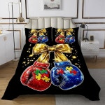 남자 소년 애호가를 위한 복싱 커버렛 스포츠 선물 세트 어른 퀼트... 침대와 황금 보크노트 3D 빌딩 블록 포함 Blue Pink Twin : 3star커머스